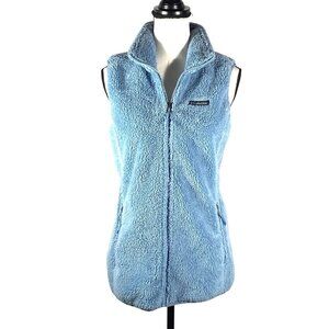 Columbia Womens Sherpa Fleece Vest Light Blue Size S Polyester Zip Front outdoor